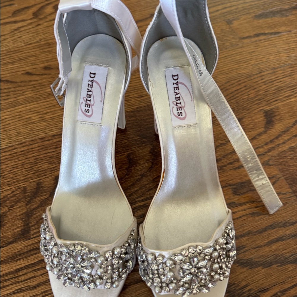 Women's White Satin Heels